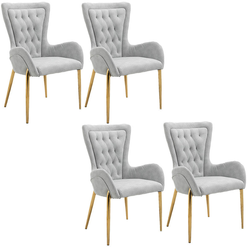 Glam Metal Arm Dining Chair Upholstered Dining Side Chair for Home Use