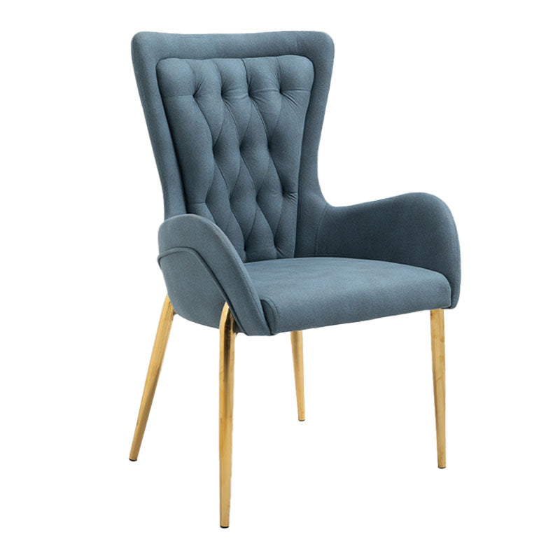 Glam Metal Arm Dining Chair Upholstered Dining Side Chair for Home Use