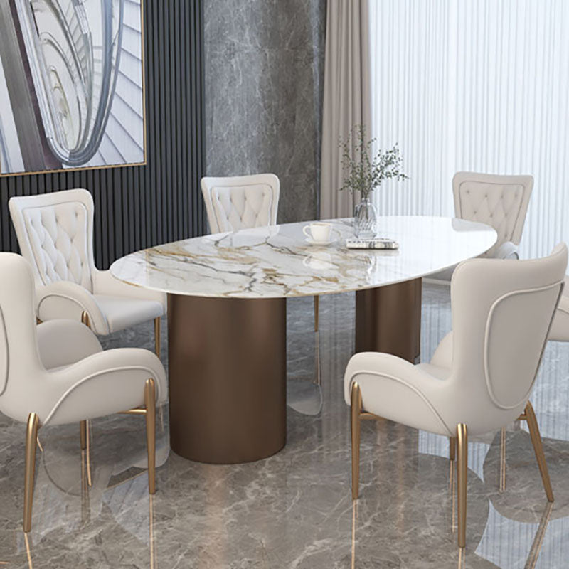 Glam Metal Arm Dining Chair Upholstered Dining Side Chair for Home Use
