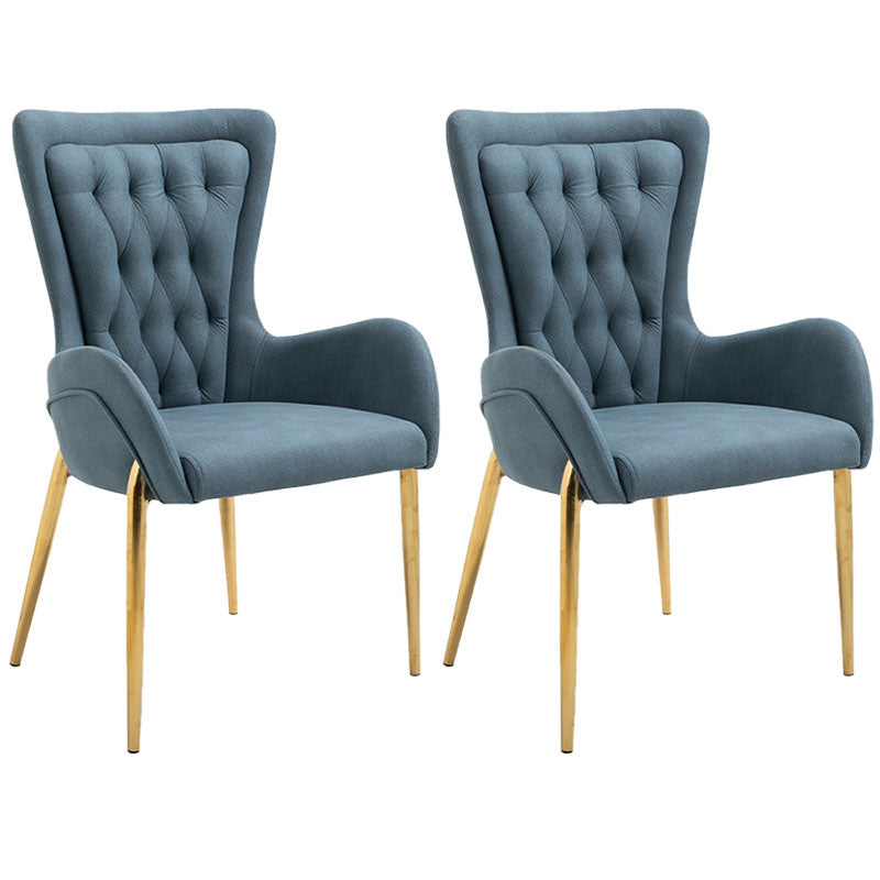 Glam Metal Arm Dining Chair Upholstered Dining Side Chair for Home Use