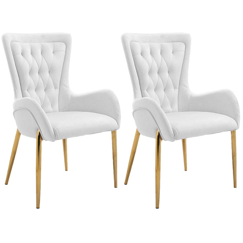 Glam Metal Arm Dining Chair Upholstered Dining Side Chair for Home Use