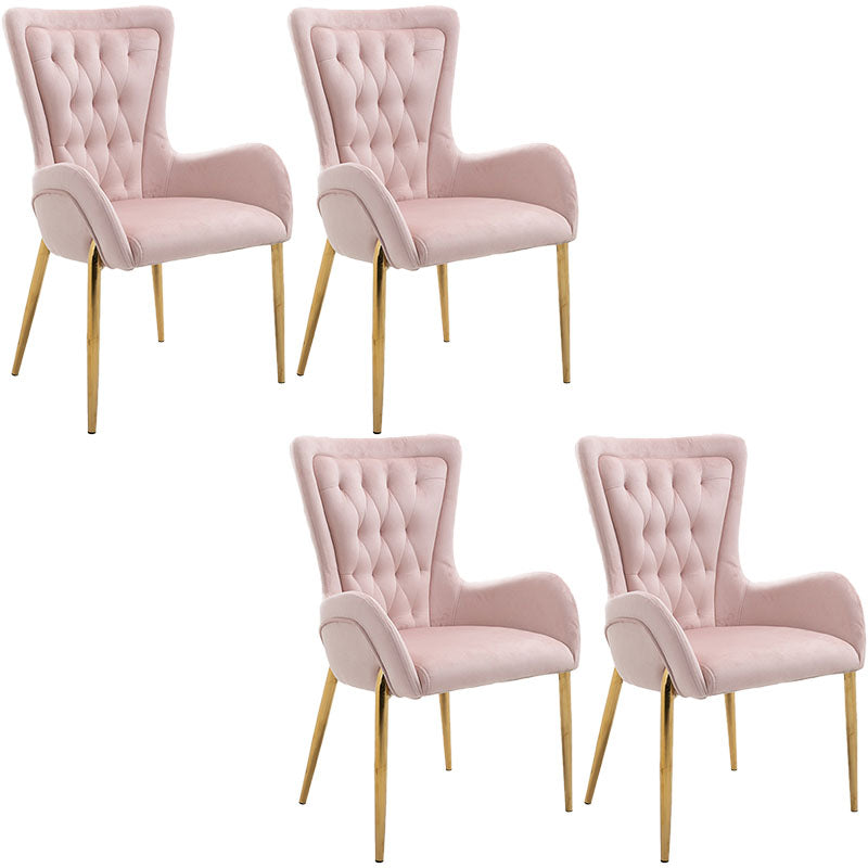 Glam Metal Arm Dining Chair Upholstered Dining Side Chair for Home Use