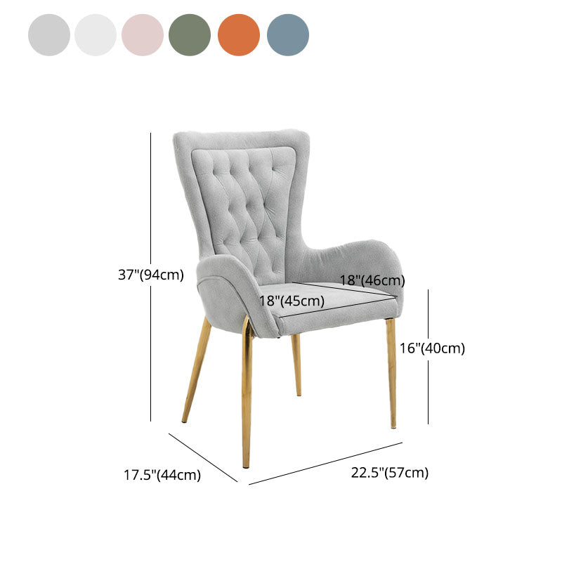 Glam Metal Arm Dining Chair Upholstered Dining Side Chair for Home Use