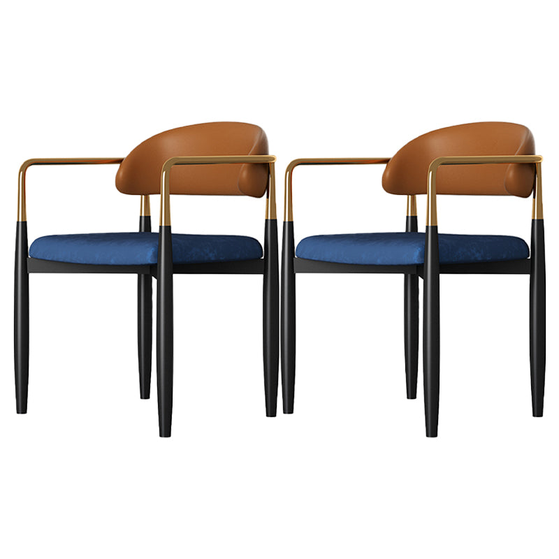 Eigentijdse stijl eetstoelen eetarm open achterstoelen met metalen benen