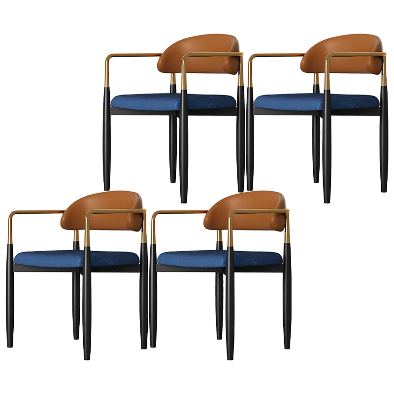 Eigentijdse stijl eetstoelen eetarm open achterstoelen met metalen benen