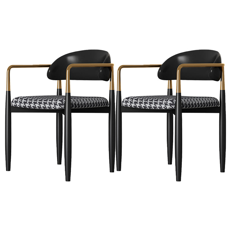 Eigentijdse stijl eetstoelen eetarm open achterstoelen met metalen benen