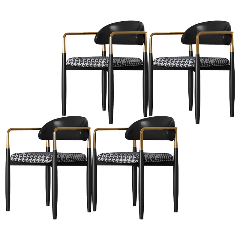 Eigentijdse stijl eetstoelen eetarm open achterstoelen met metalen benen