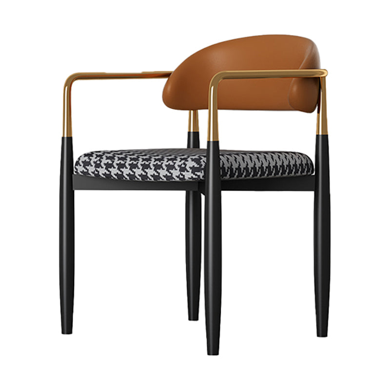 Eigentijdse stijl eetstoelen eetarm open achterstoelen met metalen benen