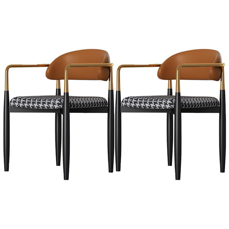 Eigentijdse stijl eetstoelen eetarm open achterstoelen met metalen benen