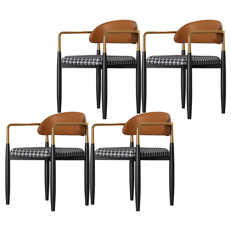Eigentijdse stijl eetstoelen eetarm open achterstoelen met metalen benen