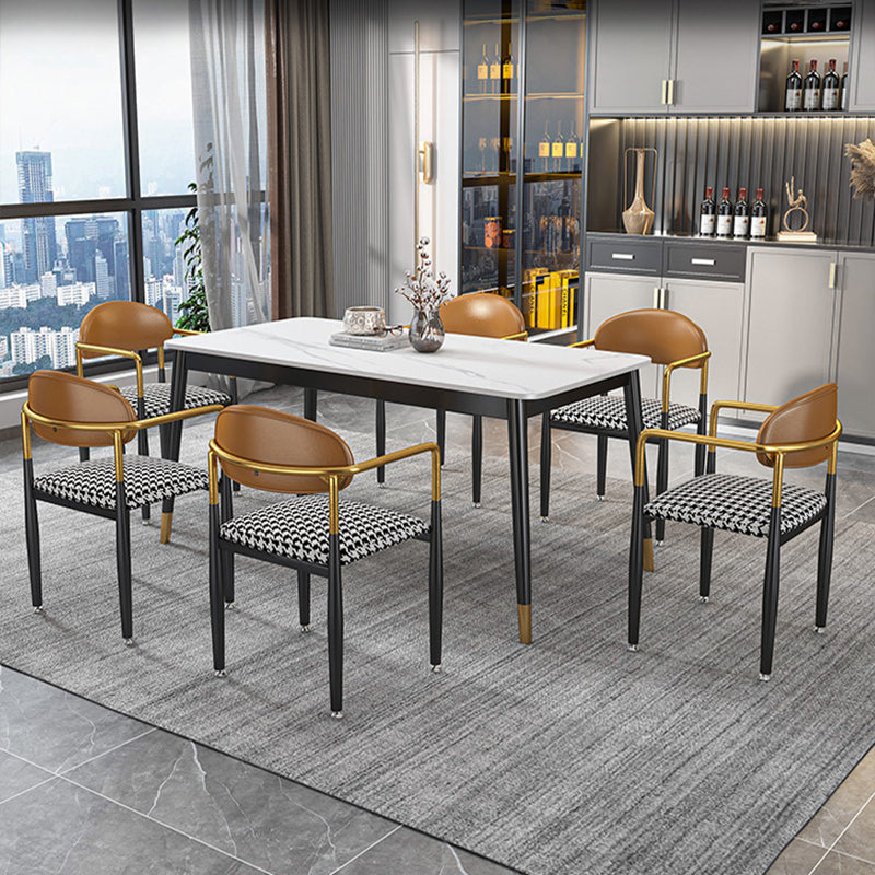 Eigentijdse stijl eetstoelen eetarm open achterstoelen met metalen benen