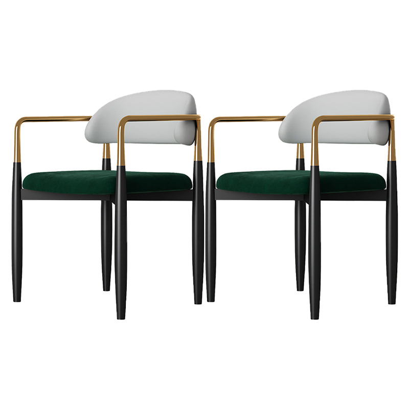 Eigentijdse stijl eetstoelen eetarm open achterstoelen met metalen benen