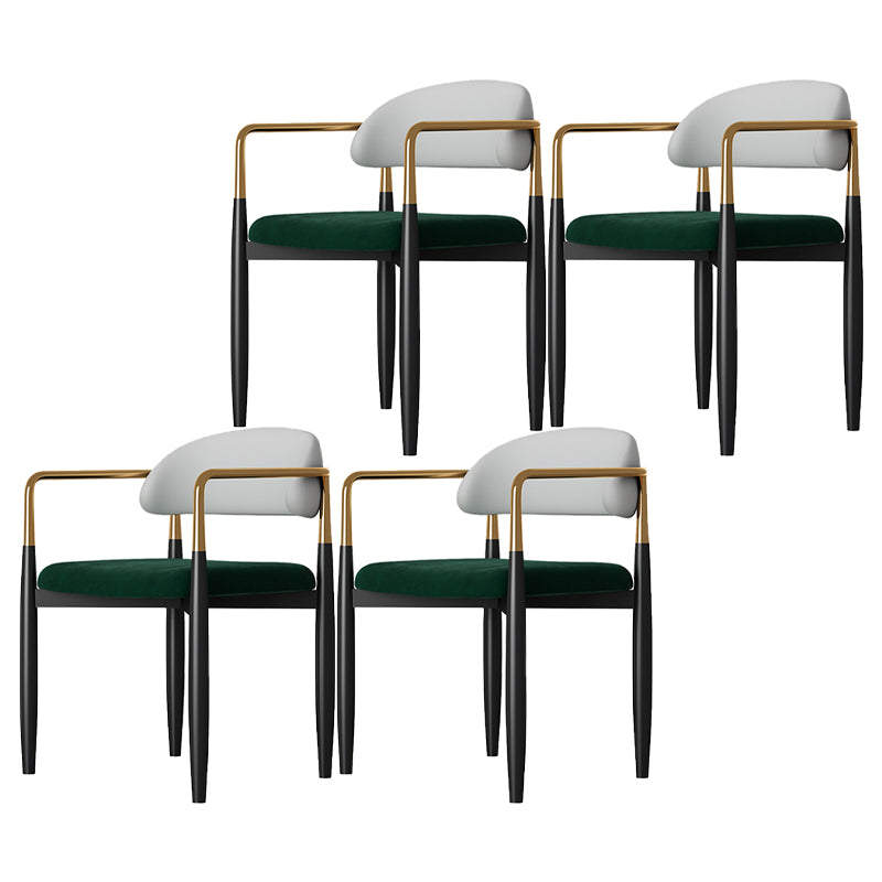 Eigentijdse stijl eetstoelen eetarm open achterstoelen met metalen benen