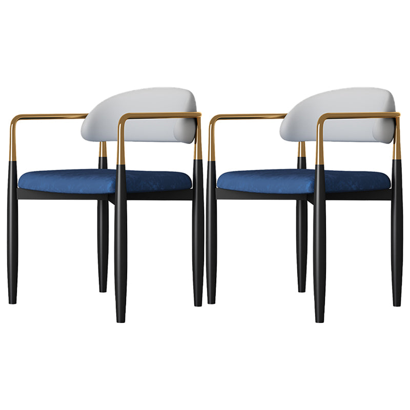 Eigentijdse stijl eetstoelen eetarm open achterstoelen met metalen benen