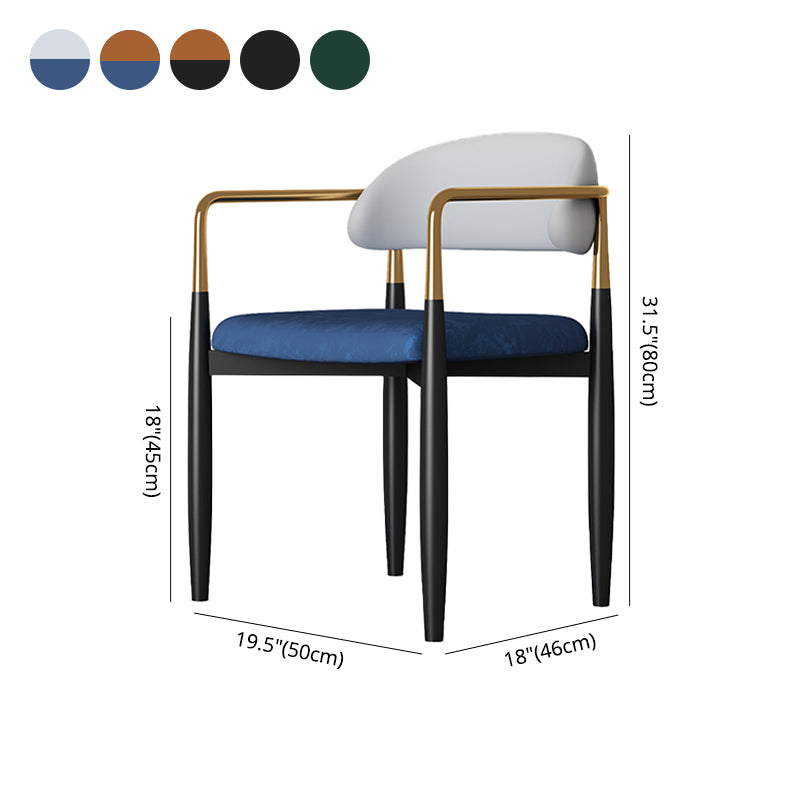 Eigentijdse stijl eetstoelen eetarm open achterstoelen met metalen benen