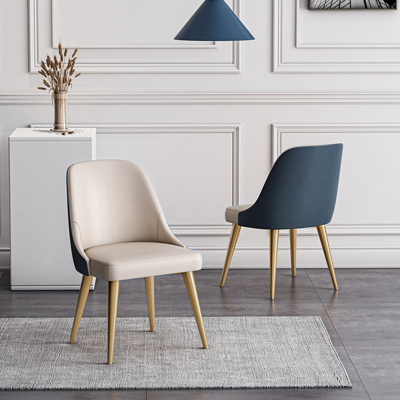 Chaises de salle à manger en Faux cuir de conception nordique, chaise de salle à manger sans bras à dossier solide