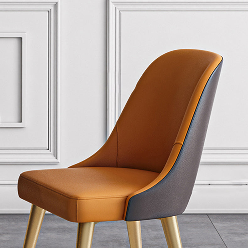 Chaises de salle à manger en Faux cuir de conception nordique, chaise de salle à manger sans bras à dossier solide