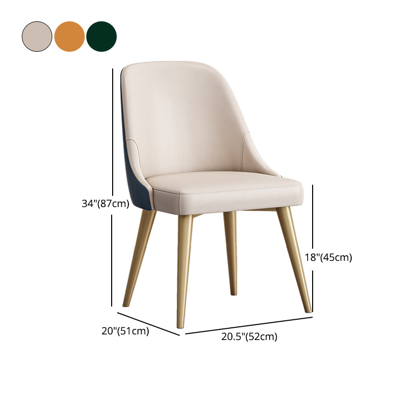 Chaises de salle à manger en Faux cuir de conception nordique, chaise de salle à manger sans bras à dossier solide
