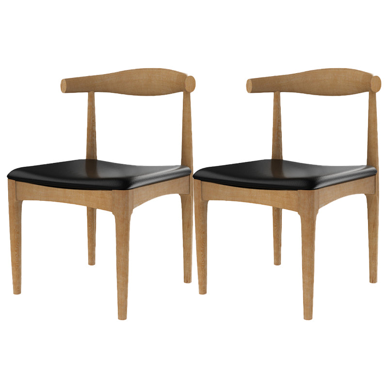 Sillas de comedor modernas con respaldo abierto, sillas laterales sin brazos con patas de madera