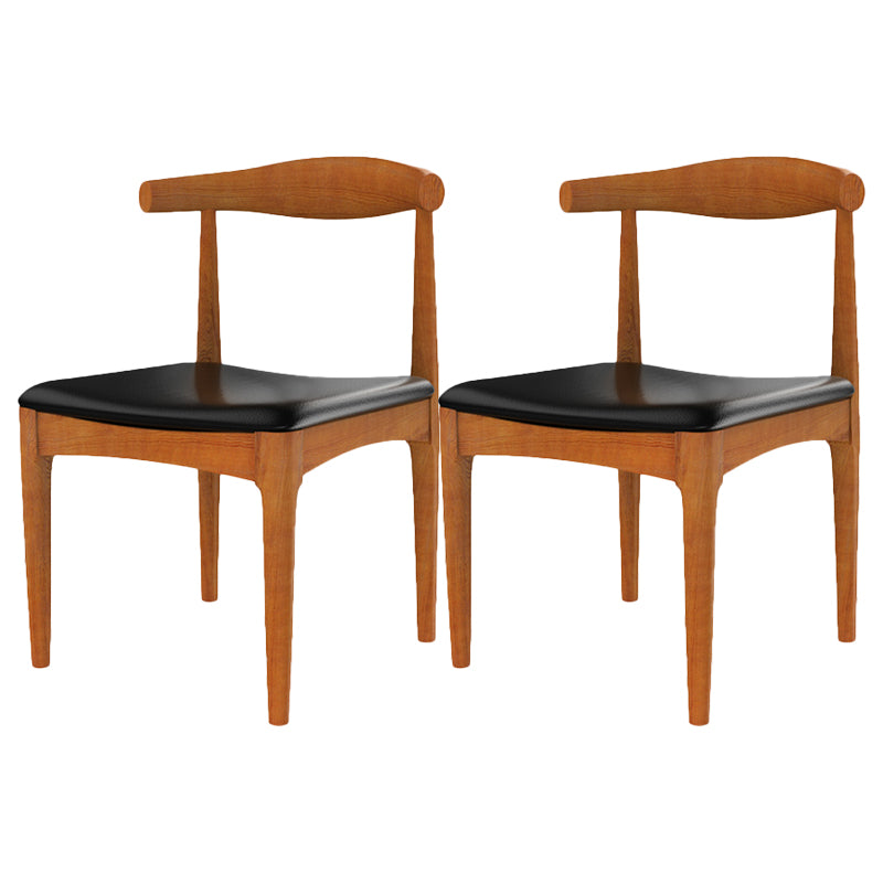 Sillas de comedor modernas con respaldo abierto, sillas laterales sin brazos con patas de madera