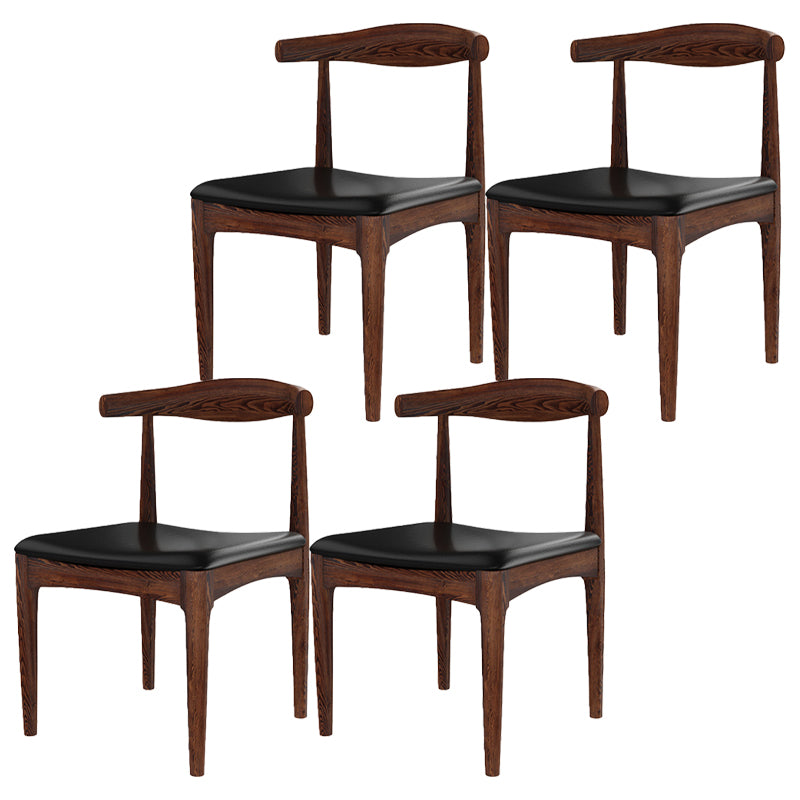Sillas de comedor modernas con respaldo abierto, sillas laterales sin brazos con patas de madera