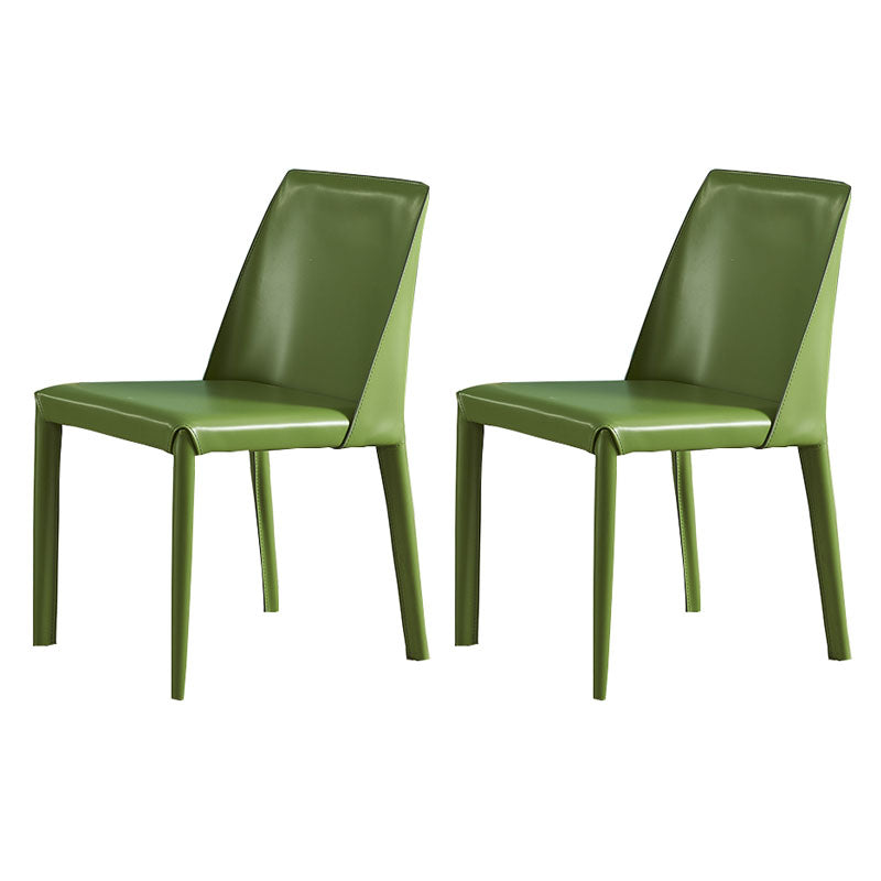 Silla sin brazos de comedor de metal contemporáneo, silla lateral de comedor de cuero para uso en restaurantes