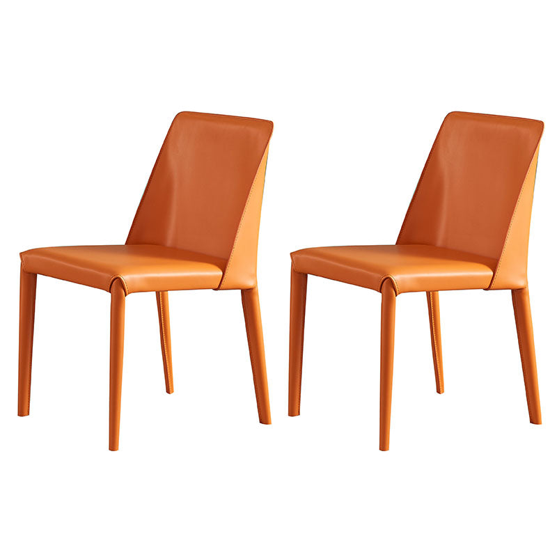 Silla sin brazos de comedor de metal contemporáneo, silla lateral de comedor de cuero para uso en restaurantes
