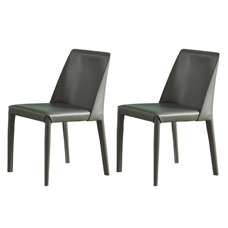 Silla sin brazos de comedor de metal contemporáneo, silla lateral de comedor de cuero para uso en restaurantes