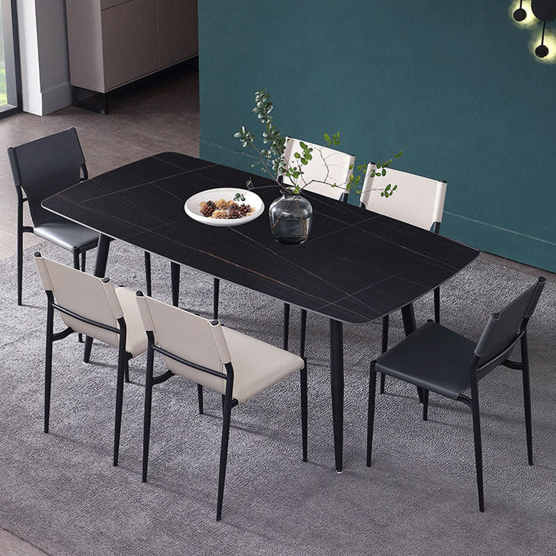 Industrial Design Leather Dining Side Armless Chairs Solid Back Chair