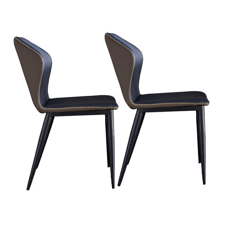 Silla de comedor sin brazos Wingback de diseño industrial Sillas de comedor de piel sintética