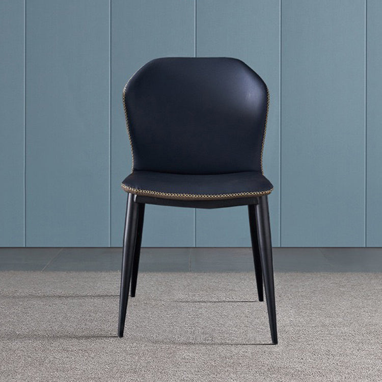 Silla de comedor sin brazos Wingback de diseño industrial Sillas de comedor de piel sintética