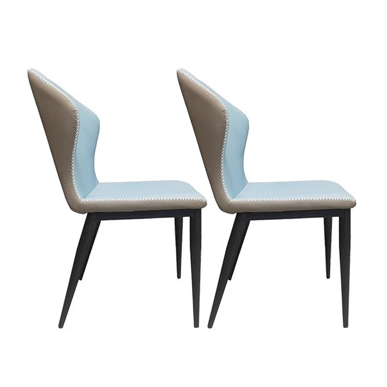 Silla de comedor sin brazos Wingback de diseño industrial Sillas de comedor de piel sintética