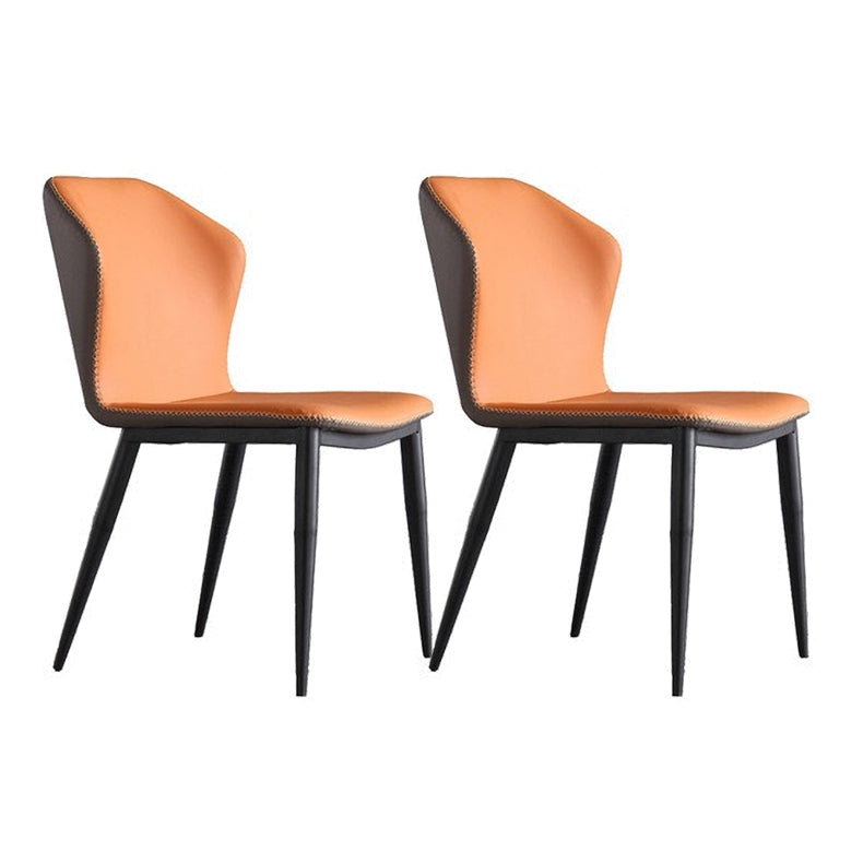 Silla de comedor sin brazos Wingback de diseño industrial Sillas de comedor de piel sintética