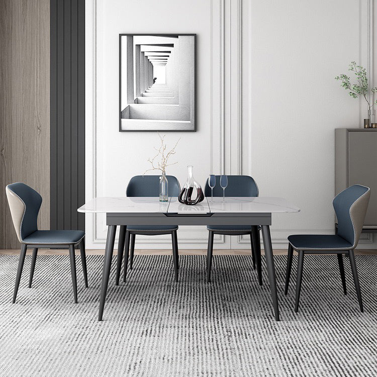 Silla de comedor sin brazos Wingback de diseño industrial Sillas de comedor de piel sintética