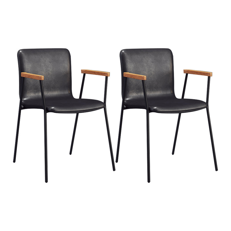 Scandinavisch ontwerp vaste achterarm zijstoel Leather Lederen Dining zijstoel