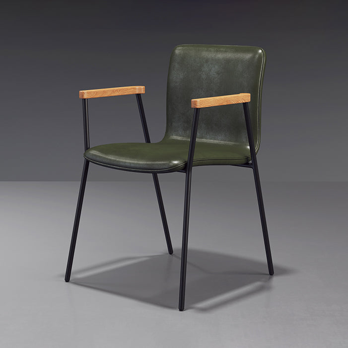 Scandinavisch ontwerp vaste achterarm zijstoel Leather Lederen Dining zijstoel