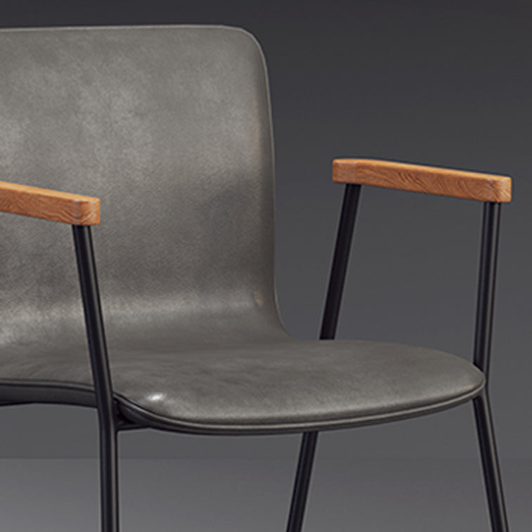 Scandinavisch ontwerp vaste achterarm zijstoel Leather Lederen Dining zijstoel