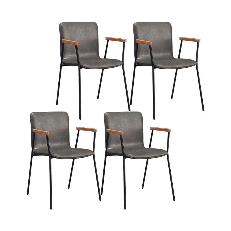Scandinavisch ontwerp vaste achterarm zijstoel Leather Lederen Dining zijstoel