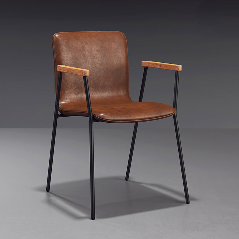 Scandinavisch ontwerp vaste achterarm zijstoel Leather Lederen Dining zijstoel
