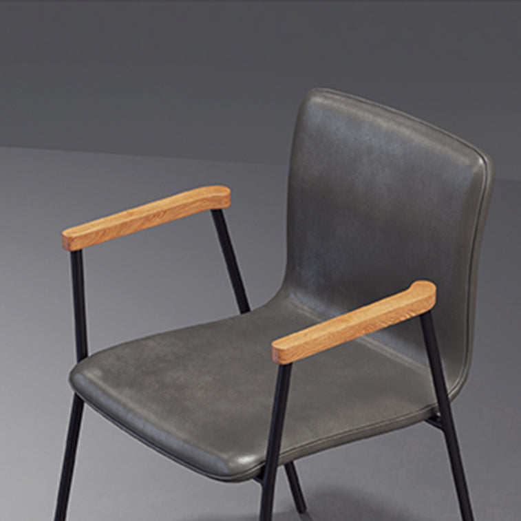 Scandinavisch ontwerp vaste achterarm zijstoel Leather Lederen Dining zijstoel