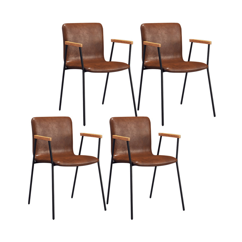 Scandinavisch ontwerp vaste achterarm zijstoel Leather Lederen Dining zijstoel