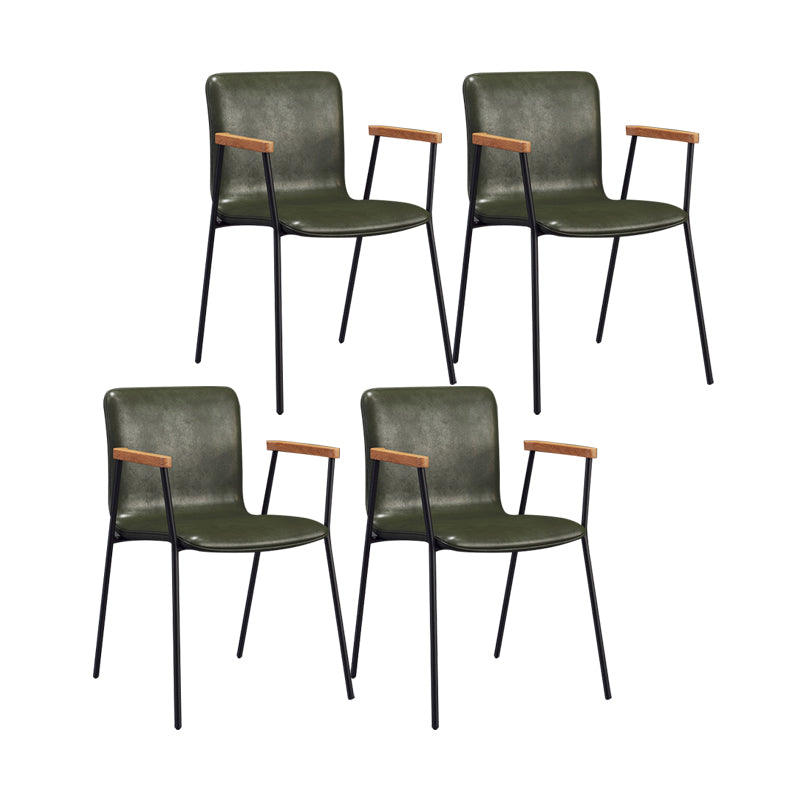 Scandinavisch ontwerp vaste achterarm zijstoel Leather Lederen Dining zijstoel