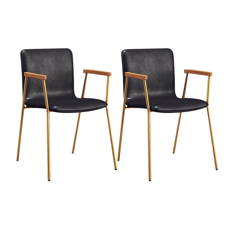 Scandinavisch ontwerp vaste achterarm zijstoel Leather Lederen Dining zijstoel