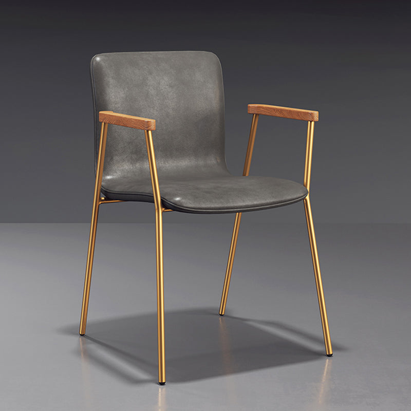 Scandinavisch ontwerp vaste achterarm zijstoel Leather Lederen Dining zijstoel