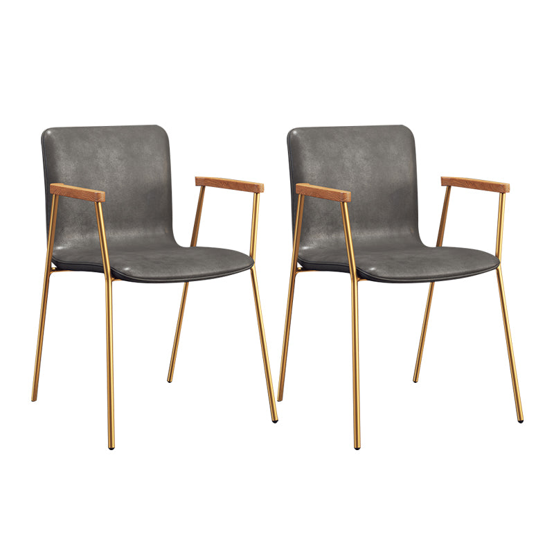 Scandinavisch ontwerp vaste achterarm zijstoel Leather Lederen Dining zijstoel