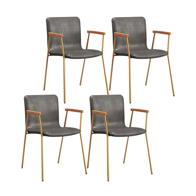 Scandinavisch ontwerp vaste achterarm zijstoel Leather Lederen Dining zijstoel