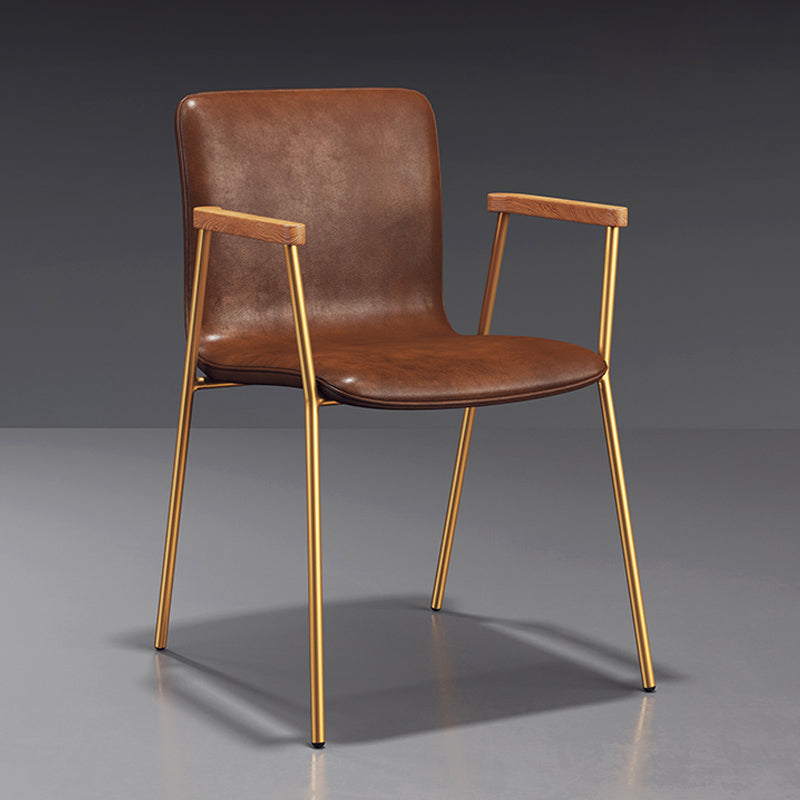 Scandinavisch ontwerp vaste achterarm zijstoel Leather Lederen Dining zijstoel