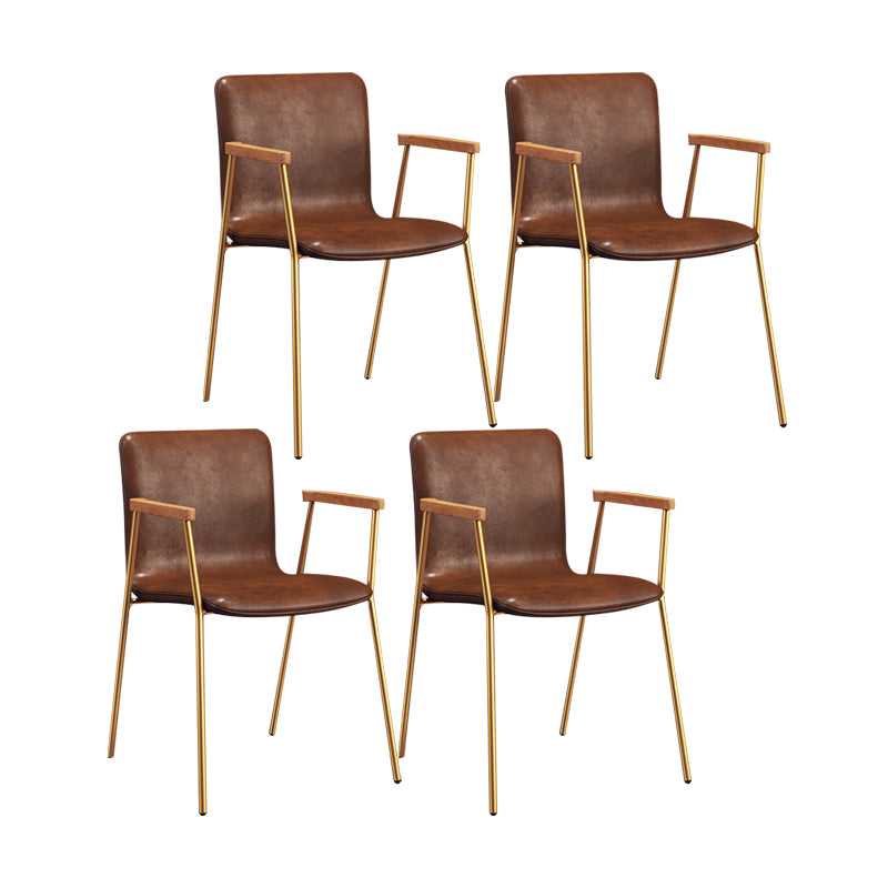 Scandinavisch ontwerp vaste achterarm zijstoel Leather Lederen Dining zijstoel