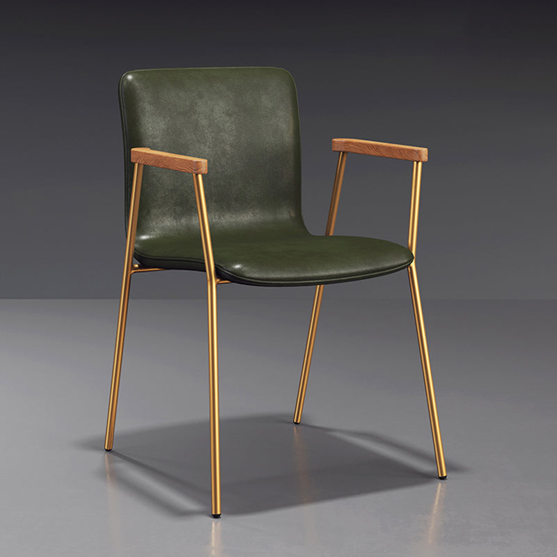 Scandinavisch ontwerp vaste achterarm zijstoel Leather Lederen Dining zijstoel