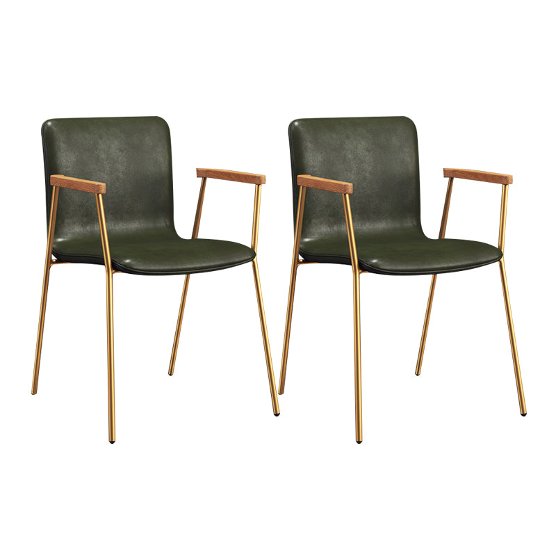 Scandinavisch ontwerp vaste achterarm zijstoel Leather Lederen Dining zijstoel